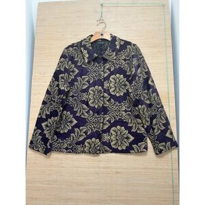 David Paul Purple Gold Floral Damask Tapestry  Blazer